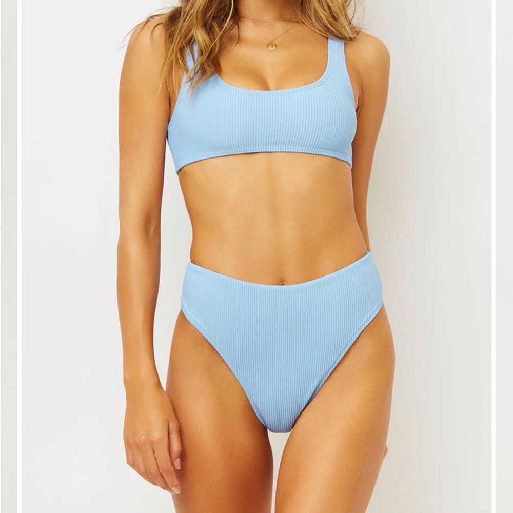 Frankie’s Bikinis Jenna High Waist Bottom - Chambray, size XL